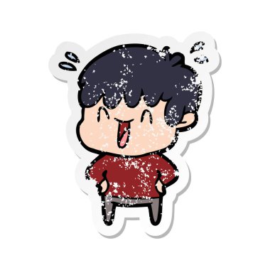 bir çizgi film gülen çocuk sıkıntılı etiket