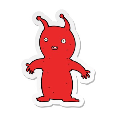 etiket bir karikatür mutlu küçük yabancı