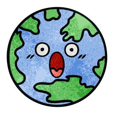 Retro grunge doku karikatür planet Earth