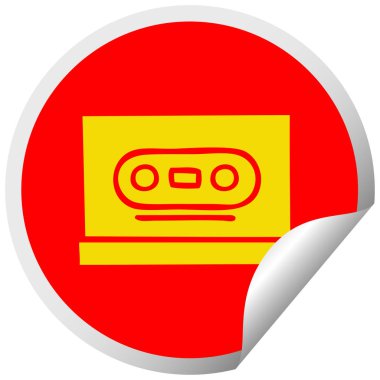 dairesel peeling etiket karikatür retro bir kaset