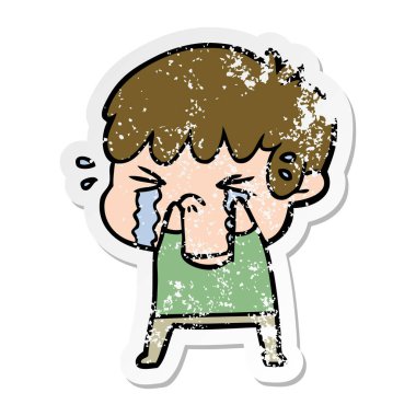 bir çizgi film çocuk ağlıyor sıkıntılı etiket