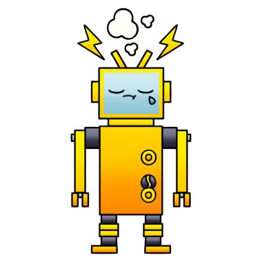 Degrade gölgeli karikatür hatalı çalışan robot