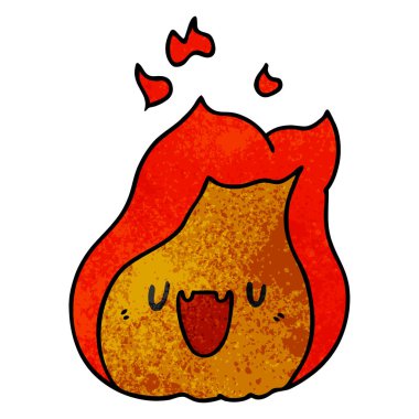 dokulu çizgi film illüstrasyon kawaii şirin ateş etmek