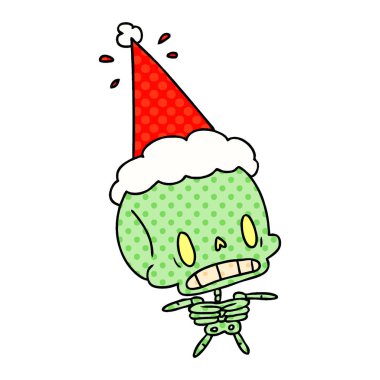 Noel karikatür kawaii iskeletin el çekilmiş