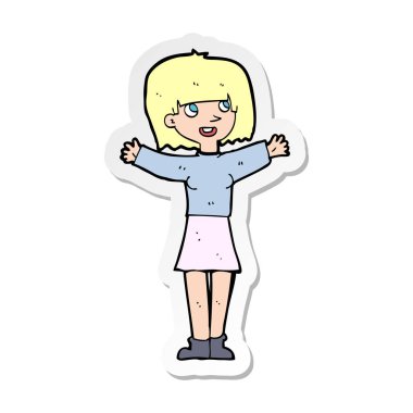 bir çizgi film heyecanlı kadın etiketi