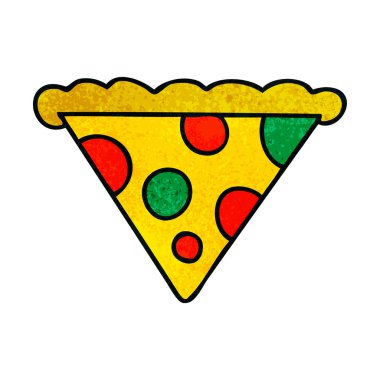 ilginç karikatür dilim pizza el çekilmiş