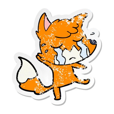 ağlayan bir tilki karikatür sıkıntılı etiket