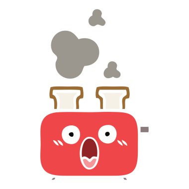 düz renk retro karikatür bir ekmek kızartma makinesi