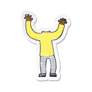 bir çizgi film kafasız vücudu Retro sıkıntılı etiket