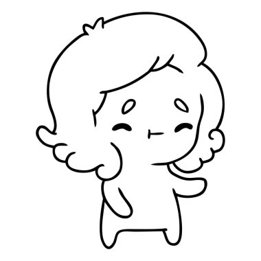 kawaii sevimli hayalet çizgi çizme çizimi