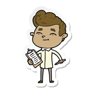 bir mutlu çizgi film adamın etiket