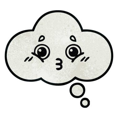 Retro grunge doku karikatür bir düşünce balonu