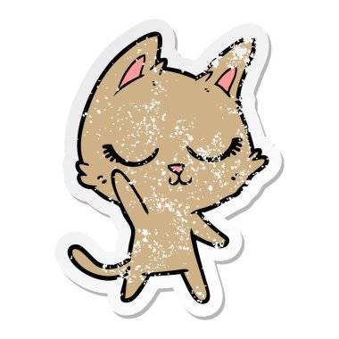 bir sakin karikatür kedi sıkıntılı etiket