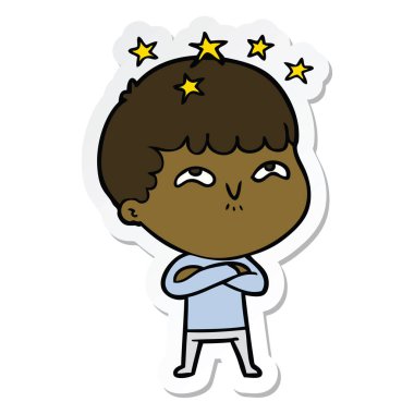 bir çizgi film hayran çocuğun etiket