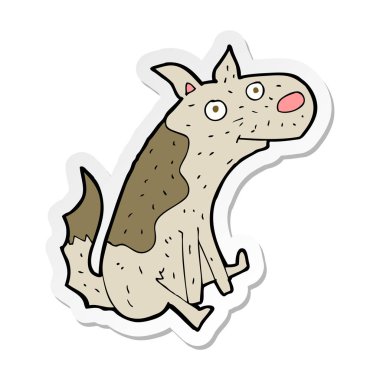 bir çizgi film oturma köpek etiket