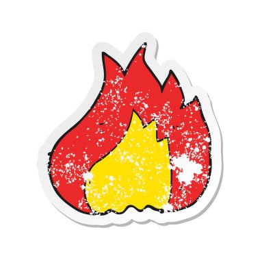 bir çizgi film alev Retro sıkıntılı etiket