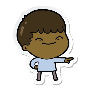 etiket bir karikatür mutlu çocuk