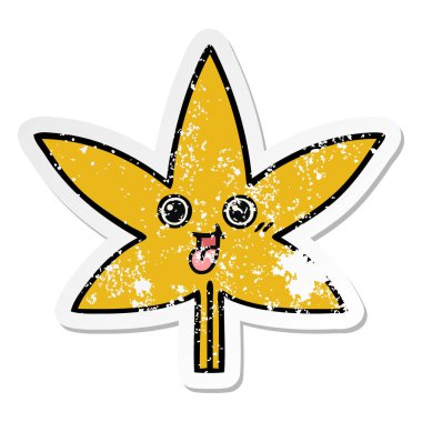 sevimli çizgi sonbahar yaprak sıkıntılı etiket