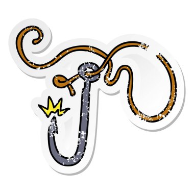 etiket karikatür doodle keskin balıkçılık kanca sıkıntılı
