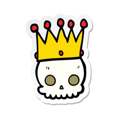 taç ile bir çizgi film kafatasının etiket