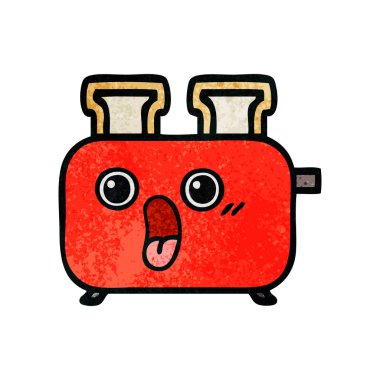 Retro grunge doku karikatür bir ekmek kızartma makinesi,