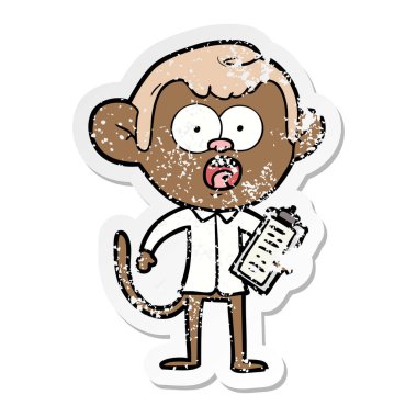 bir çizgi film şok maymunun sıkıntılı etiket