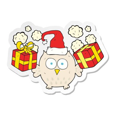 etiket bir karikatür Noel baykuş