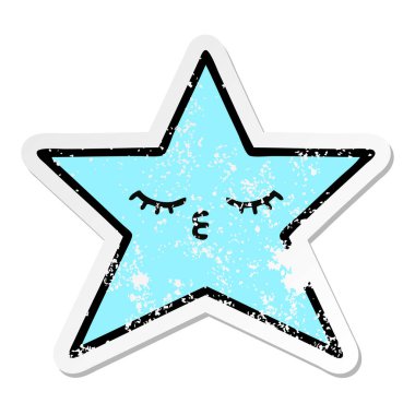 sevimli çizgi yıldız balık sıkıntılı etiket