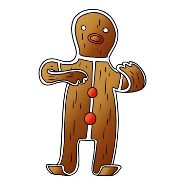 Degrade çizgi film doodle bir zencefilli kurabiye adam