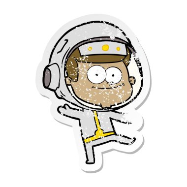 mutlu astronot karikatür sıkıntılı etiket