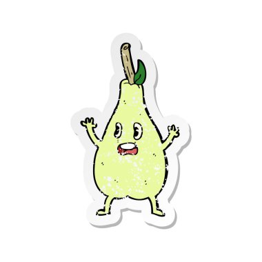 bir çizgi film korkmuş armut Retro sıkıntılı etiket