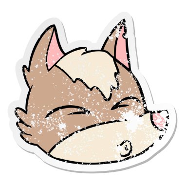 bir çizgi film kurt yüz ıslık sıkıntılı etiket