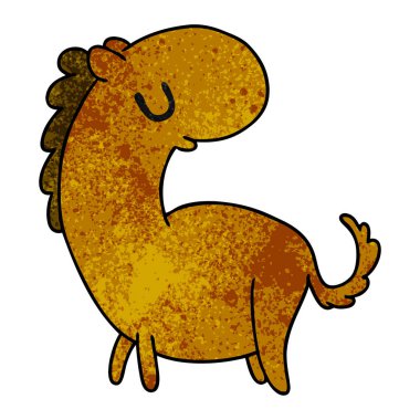 dokulu karikatür kawaii şirin bir at