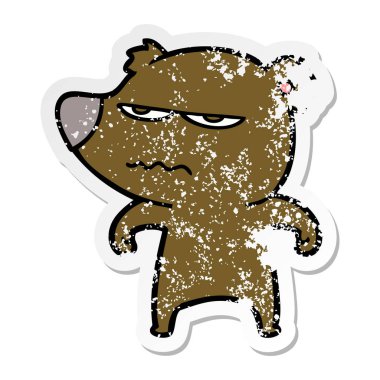 kızgın ayı karikatür sıkıntılı etiket