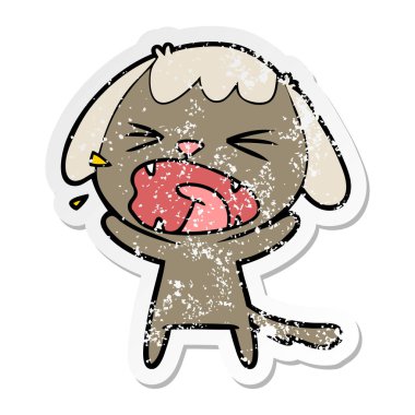 sevimli çizgi köpek havlıyor sıkıntılı etiket