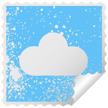 sıkıntılı kare beyaz bir bulut etiket sembolü peeling