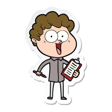 etiket karikatür mutlu bir adamın