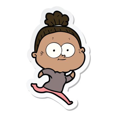 etiket bir karikatür mutlu yaşlı kadın