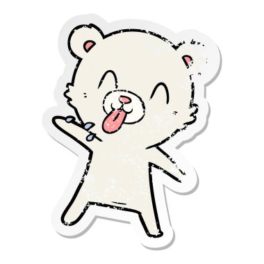 bir kaba karikatür kutup ayısı dilini sıkıntılı etiket