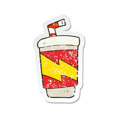 bir çizgi film soda içecek Retro sıkıntılı etiket
