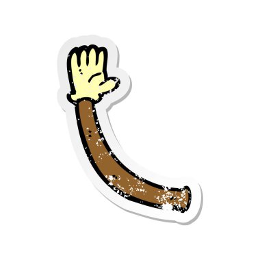 Retro sıkıntılı etiket kauçuk eldiven ile bir çizgi film kolu