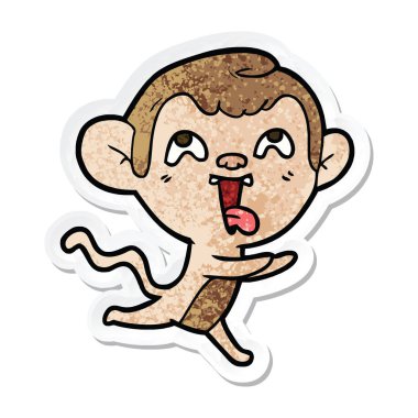 etiket çalışan deli karikatür maymun