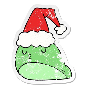 Noel sıkıntılı etiket karikatür kawaii sülük el çekilmiş