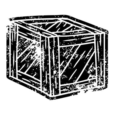 bir ahşap kasa çizim grunge simgesi