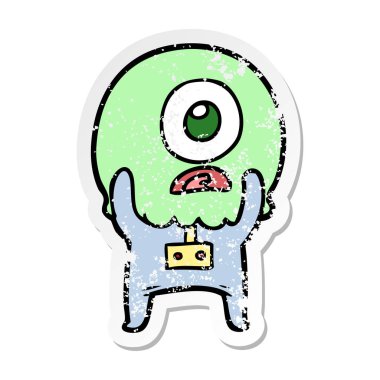 bir çizgi film Tepegöz uzaylı uzaylı sıkıntılı etiket