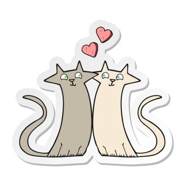 etiket bir karikatür kedi aşık