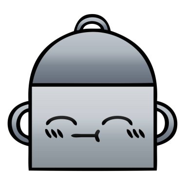 bir tencereye degrade gölgeli karikatür