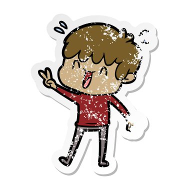 bir çizgi film gülen çocuk sıkıntılı etiket