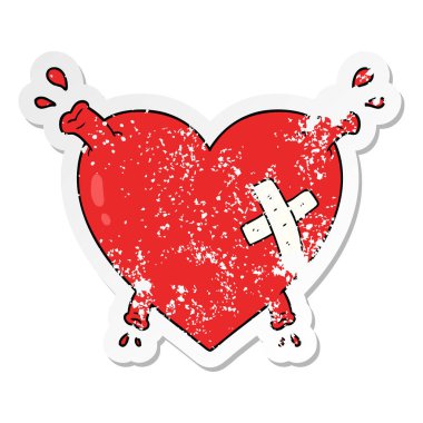 bir çizgi film kalp kan oyuncak sıkıntılı etiket