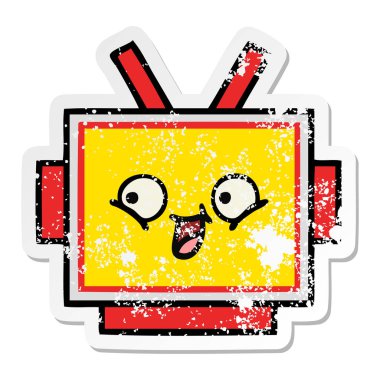 sevimli çizgi robot baş sıkıntılı etiket